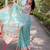 Blue floral embroidered tissue saree