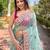 Blue floral embroidered tissue saree