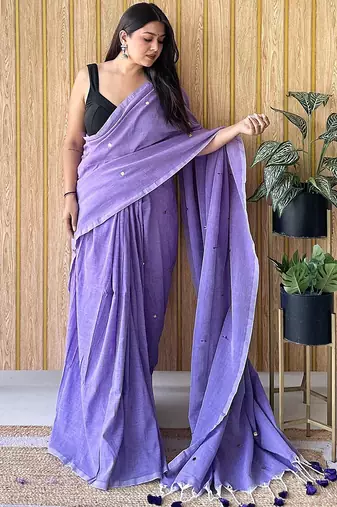 Lavender  cotton khadi saree with blouse