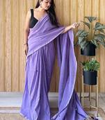 Lavender  cotton khadi saree with blouse