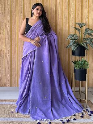 Lavender  cotton khadi saree with blouse 2