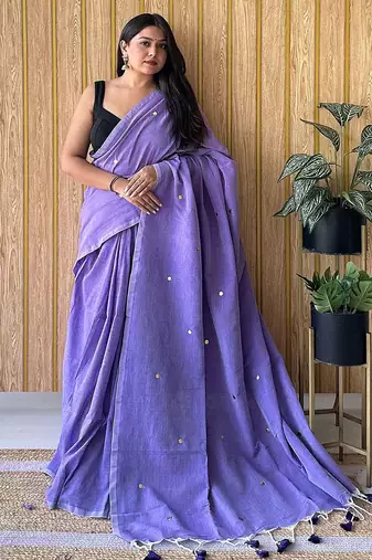 Lavender  cotton khadi saree with blouse