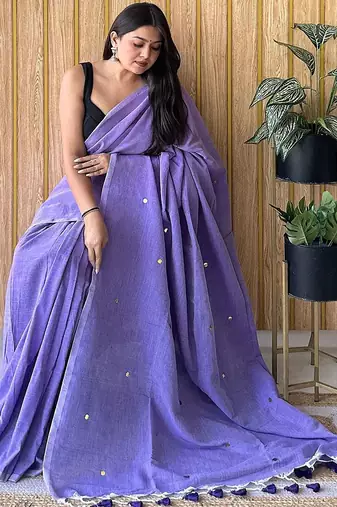 Lavender  cotton khadi saree with blouse