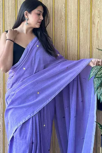 Lavender  cotton khadi saree with blouse