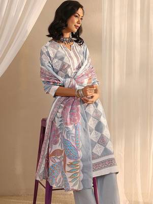 libas grey geometric printed straight suit set with dupatta 4