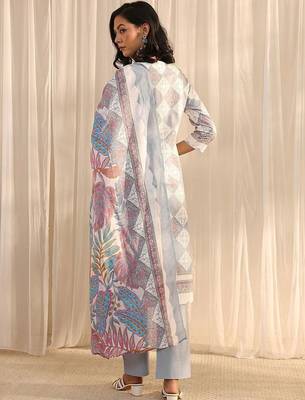 libas grey geometric printed straight suit set with dupatta 6