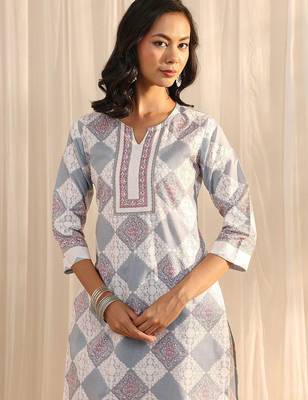 libas grey geometric printed straight suit set with dupatta 7