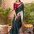 Teal geometric printed zari saree