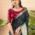 Teal geometric printed zari saree