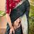 Teal geometric printed zari saree