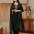 libas black floral yoke design tissue straight suit set