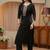 libas black floral yoke design tissue straight suit set