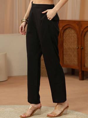 libas black floral yoke design tissue straight suit set 7