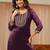 libas burgundy yoke design tissue straight suit set