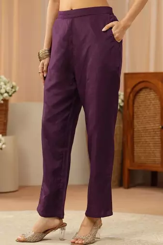 libas burgundy yoke design tissue straight suit set