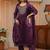 libas burgundy yoke design tissue straight suit set