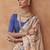 Cream cream & blue ethnic motifs zari organza banarasi saree