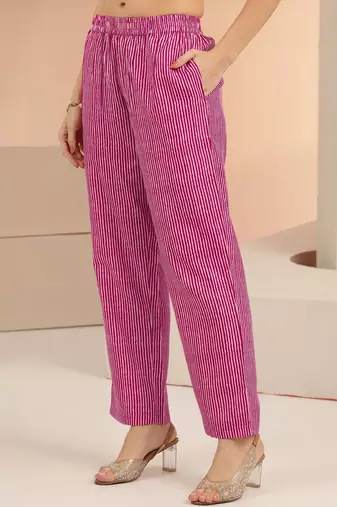 rani pink floral printed cotton blend straight suit set