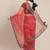 Red red & green floral printed organza saree