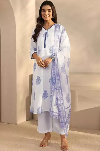 women floral printed regular kurta with palazzos & with dupatta