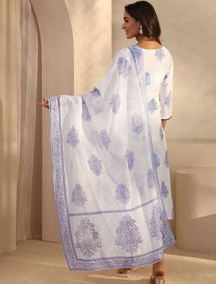 women floral printed regular kurta with palazzos & with dupatta 4