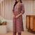 libas maroon floral printed straight suit set