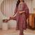 libas maroon floral printed straight suit set