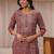 libas maroon floral printed straight suit set