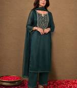 women ethnic motifs embroidered regular kurta with palazzos & with dupatta