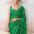 Green floral sequinned  chiffon designer saree