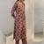 libas maroon floral printed cotton blend straight suit set with dupatta