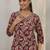 libas maroon floral printed cotton blend straight suit set with dupatta
