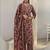 libas maroon floral printed cotton blend straight suit set with dupatta