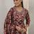 libas maroon floral printed cotton blend straight suit set with dupatta