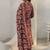 libas maroon floral printed cotton blend straight suit set with dupatta