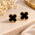 Anti-tarnish, beaded gold border, clover design, women's jewellery, stud back