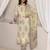 off white floral printed chanderi silk straight suit set with dupatta