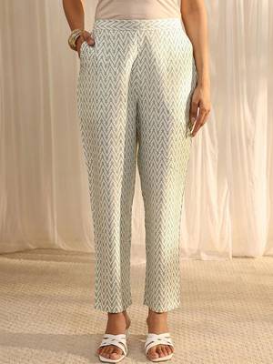 off white floral printed chanderi silk straight suit set with dupatta 7
