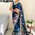 Teal floral embellished  georgette saree