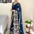 Teal floral embellished  georgette saree