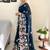 Teal floral embellished  georgette saree