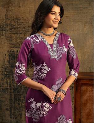 burgundy bandhani cotton blend straight suit set 6