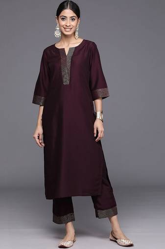 women ethnic motifs regular thread work kurta with trousers