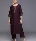 women ethnic motifs regular thread work kurta with trousers