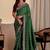 Green embroidered silk blend designer saree