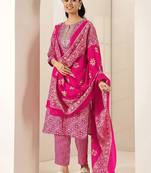women ethnic motifs printed regular mirror work kurta & trousers with dupatta