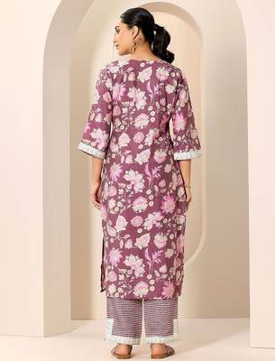 floral printed v-neck kurta with trouser 5