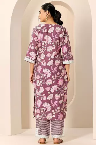 floral printed v-neck kurta with trouser