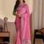 Pink embroidered silk blend designer saree