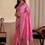 Pink embroidered silk blend designer saree